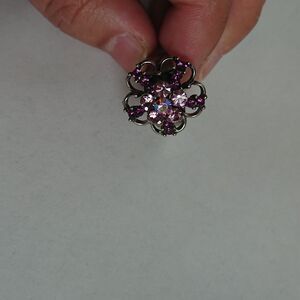 Purple flowers adjustable ring